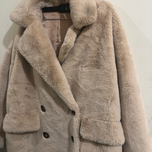 Free people Kate faux fur coat jacket in apricot.size s/p - Picture 2 of 10